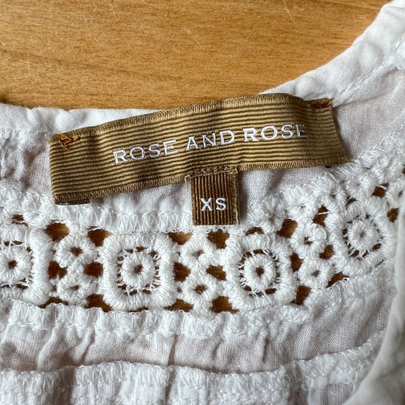 ROSE AND ROSE DRESS XS CROCHET LACE SLEEVELESS COQUETTE PRAIRIE COTTAGECORE - Picture 11 of 13